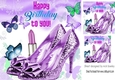 pretty purple sparkle shoes with butterflies 8x8