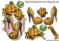 pretty gold shoes with purple roses topper
