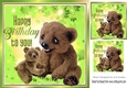 Lovely furry teddy bears with Autumn leaves 8x8 (green)