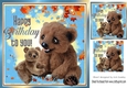 Lovely furry teddy bears with Autumn leaves 8x8 (blue)