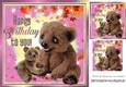 Lovely furry teddy bears with Autumn leaves 8x8 (pink)