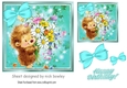 Lovely Hedgehog with flowers in autumn leaf 7x7 frame (