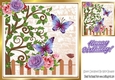  rose garden leaves with birds and butterflies card fronts 8x8