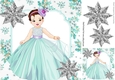pretty princess in turq with silver stars 8x8