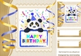Cute panda with birthday gold streamers 8x8