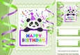 Cute panda with birthday green streamers 8x8
