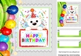 polar bear in party hat with balloons 8x8 (one)