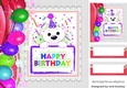 polar bear in party hat with balloons 8x8 (two)