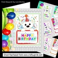 4 polar bears in party hats with balloons card fronts 8x8 mini kit