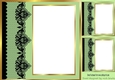 Pretty green black lace border window 8x8 frame