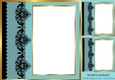 Pretty blue black lace border window 8x8 frame
