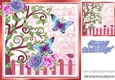 rose garden leaves with birds and butterflies card fronts 8x8 (pink)