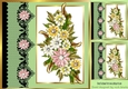 Pretty floral arrangement with black lace in green window 8x8