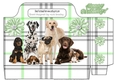 Lots of cute dogs on green check tote gift bag