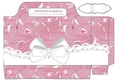Pink Denim effect with flowers and lace with bow tote gift bag