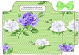 Purple/white roses green dots tote gift bag