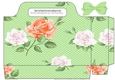 Peach/white roses green dots tote gift bag