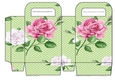 Pretty small gift bag with green dots pink/white roses