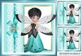 Turq with lace border and bow with window and faerie 8x8 card front frame