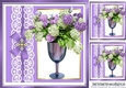 purple with lace border and bow with purple flowers 8x8 card front