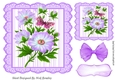 purple stripe frame with flowers and butterflies 7x7 toppers