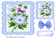 blue stripe frame with flowers and butterflies 7x7 toppers