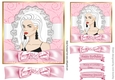 Pretty lady in pink scroll frame with bow 7x7 topper
