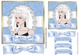 Pretty lady in blue scroll frame with bow 7x7 topper