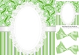 Pretty green stripe/floral and lace card front 8x8