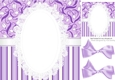 Pretty purple stripe/floral and lace card front 8x8