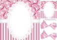 Pretty pink stripe/floral and lace card front 8x8