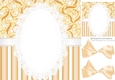 Pretty gold stripe/floral and lace card front 8x8