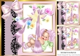 Pretty pink black lace border with baby girl on swing 8x8 frame