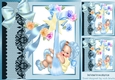 Pretty pink black lace border with baby boy on swing 8x8 frame