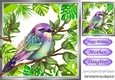 Pretty purple tropical bird with leaves 8x8