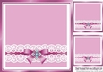 pretty pink with lace border and pearls bow 8x8 card front