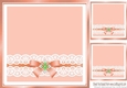 pretty peach with lace border and pearls bow 8x8 card front