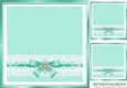 pretty turq with lace border and pearls bow 8x8 card front