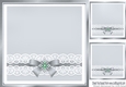 pretty silver with lace border and pearls bow 8x8 card front