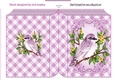 pretty lilac bird on a branch ornate folded book