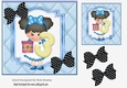 Birthday girl with present and black dot bows (AGE 3) 7x7