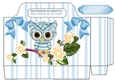 pretty blue owl with blue bows striped tote gift bag