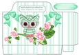 pretty turq owl with turq bows striped tote gift bag