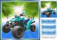 Lovely sunset with blue quad bike 8x8