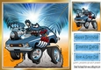 70s blue hot rod funny car with palm trees 8x8