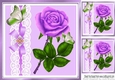 Pretty purple rose with butterflies and lace 8x8