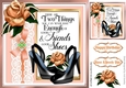 pretty peach rose, lace bow and shoes 8x8 card front