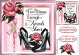 pretty pink rose, lace bow and shoes 8x8 card front