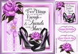 pretty lilac rose, lace bow and shoes 8x8 card front