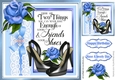 pretty blue rose, lace bow and shoes 8x8 card front